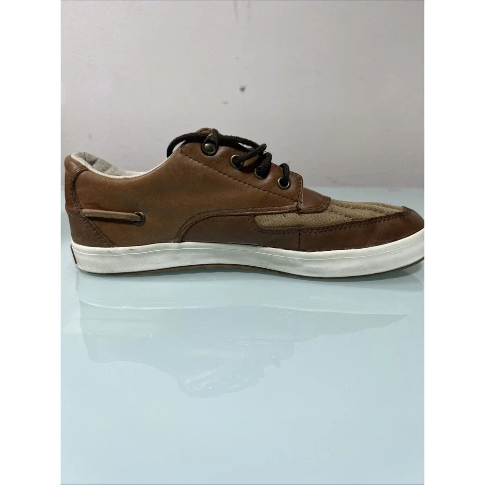 Polo Ralph‎ Lauren Ramiro Men's 9 Brown Leather Canvas Boat Shoes Casual